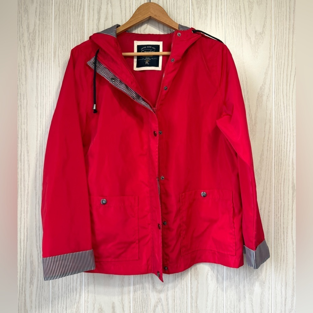 Cavalini Originals Red Hooded Raincoat Jacket Size: Petite Large (LNC)